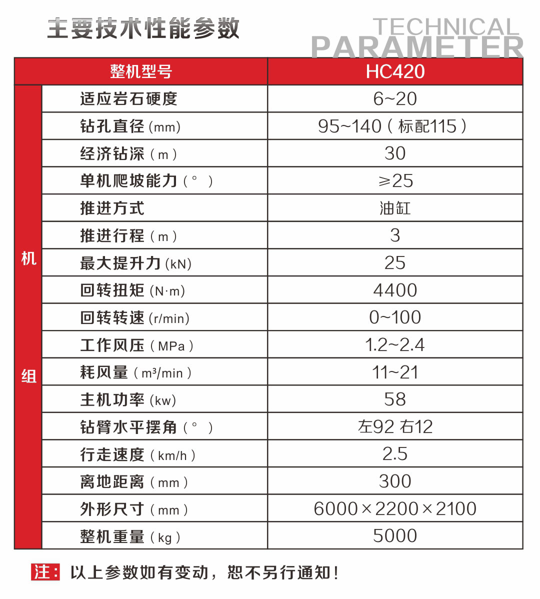 hc420型履带式露天潜孔钻车